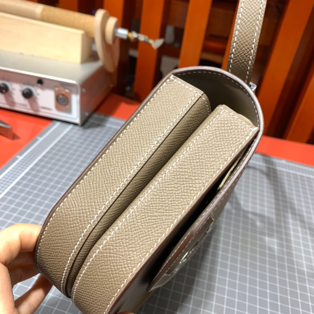 爱马仕包包批发 Hermes Mosaique17CM 大象灰Epsom皮马赛克包 银扣