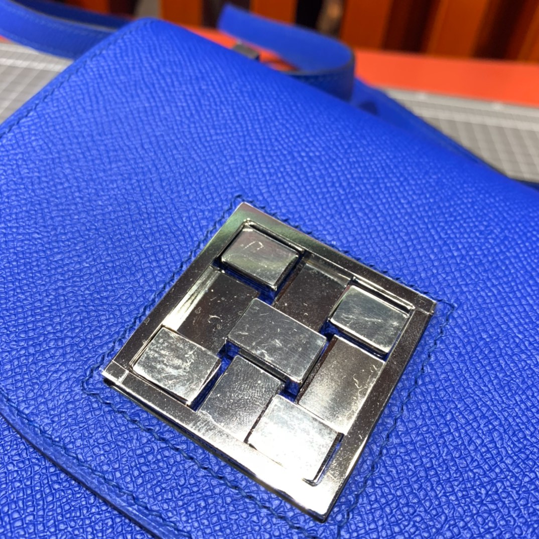 爱马仕女包价格 Hermes Mosaique17CM I7琉璃蓝Epsom皮马赛克包