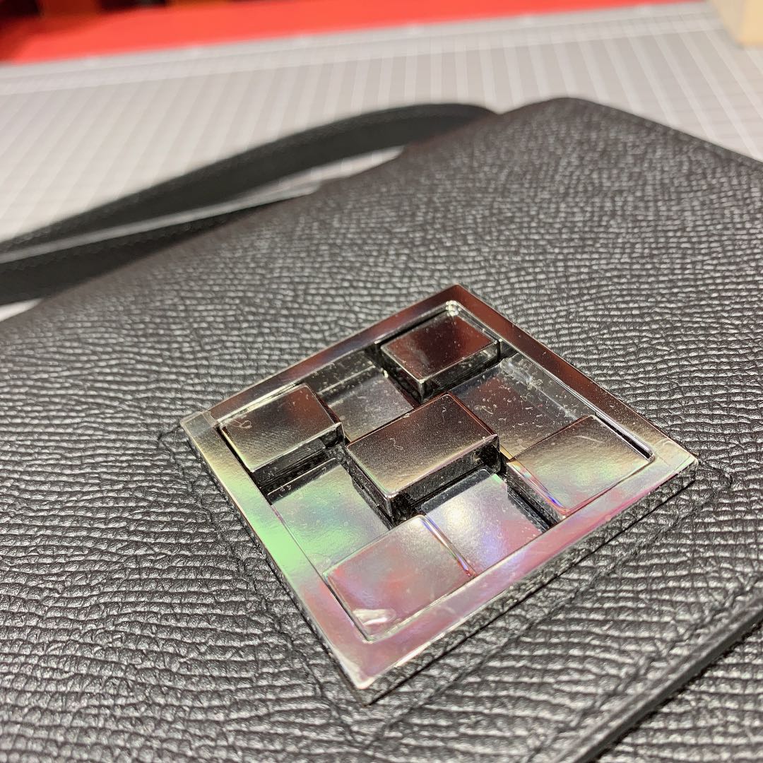 广州白云皮具城 Hermes爱马仕黑色掌纹牛皮Mosaique17马赛克包 银扣