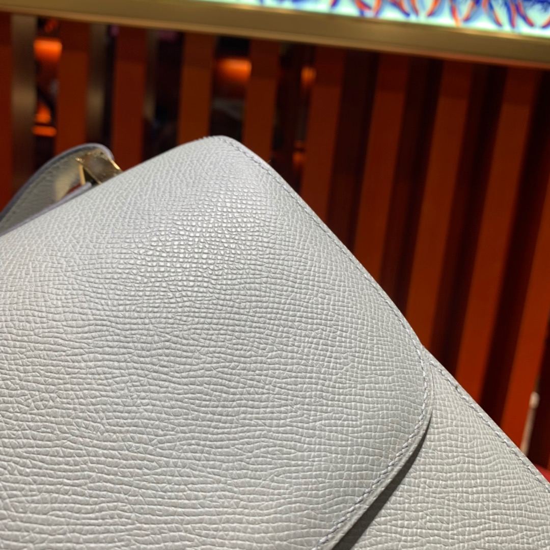 现货 Hermes Constance24CM 爱马仕Epsom皮康斯坦包 海鸥灰 金扣