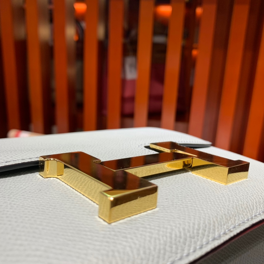 现货 Hermes Constance24CM 爱马仕Epsom皮康斯坦包 海鸥灰 金扣