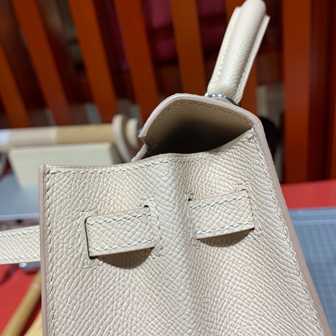 现货 Hermes Kelly25cm 爱马仕蔷薇粉Epsom牛皮凯莉包 银扣