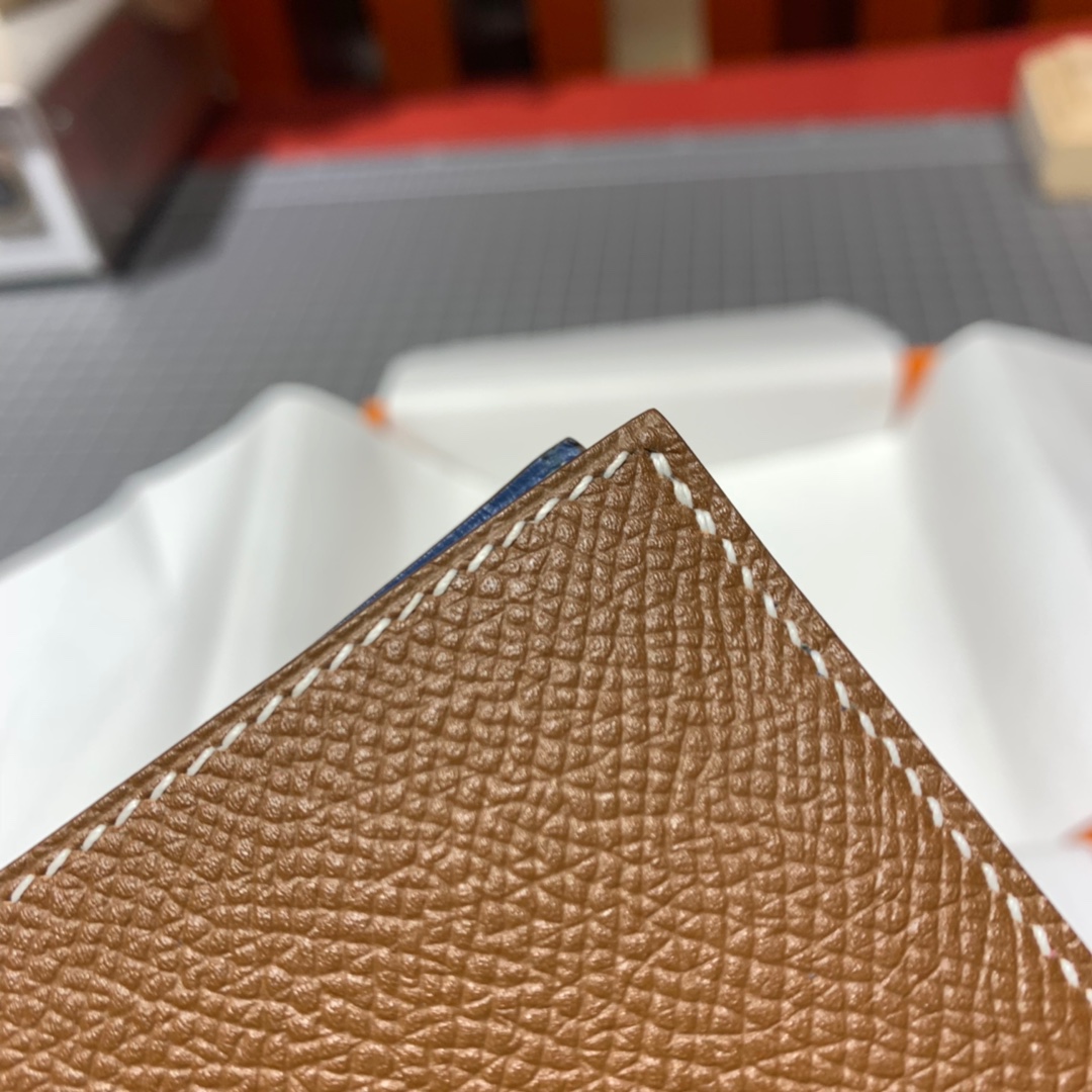 爱马仕男士钱夹 Hermes colorblock拼色掌纹牛皮对折钱包卡包