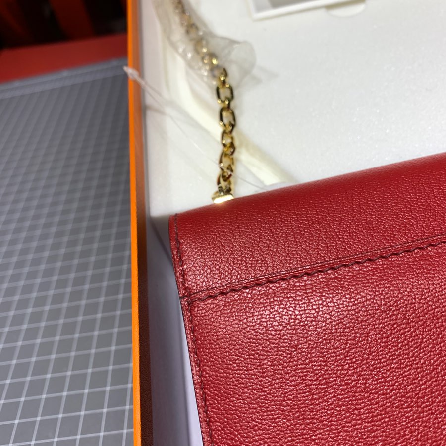 现货 Hermes Verrou17CM 爱马仕Q5国旗红顶级山羊皮手枪包 最新金扣
