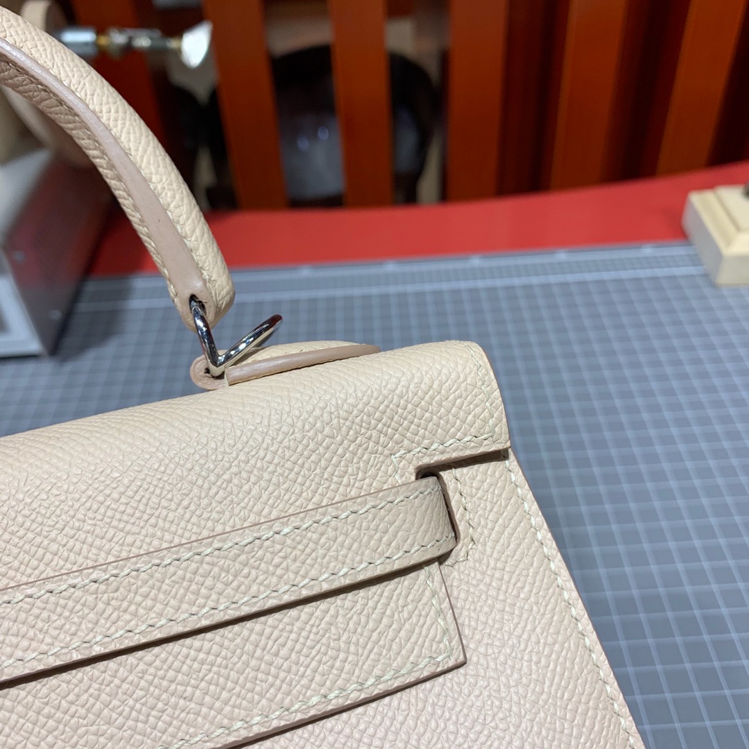 现货 Hermes Kelly25cm 爱马仕蔷薇粉Epsom牛皮凯莉包 银扣
