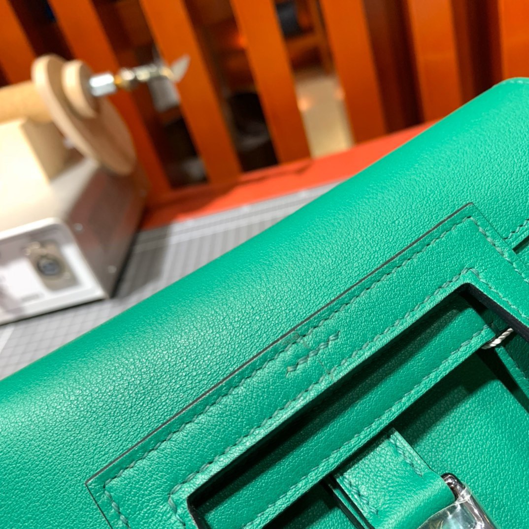 Hermes mini Halzan 爱马仕U4丝绒绿Swift牛皮新款手提斜挎女包