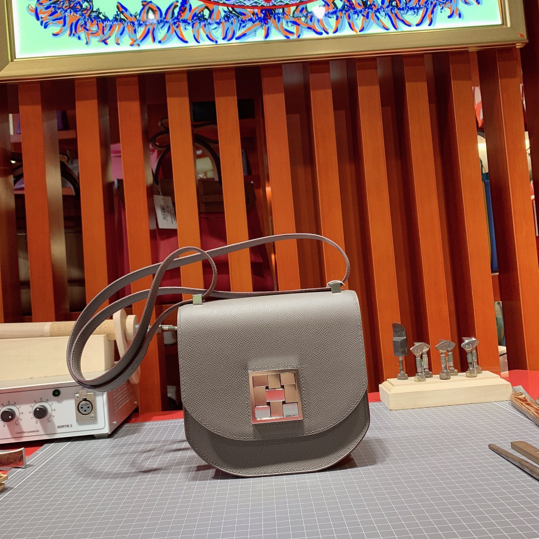 爱马仕新款包包 Hermes Mosaique17CM Epsom皮马赛克包 8F锡器灰 银扣