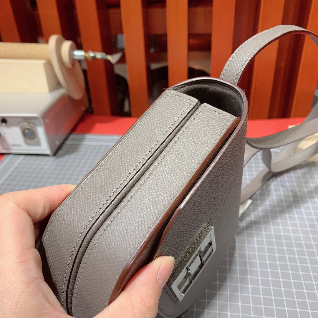 爱马仕新款包包 Hermes Mosaique17CM Epsom皮马赛克包 8F锡器灰 银扣