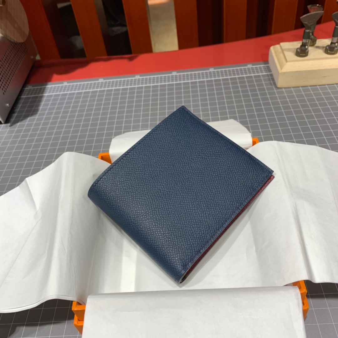 Hermes colorblock Wallet 爱马仕拼色掌纹牛皮男款钱夹短款对折钱包