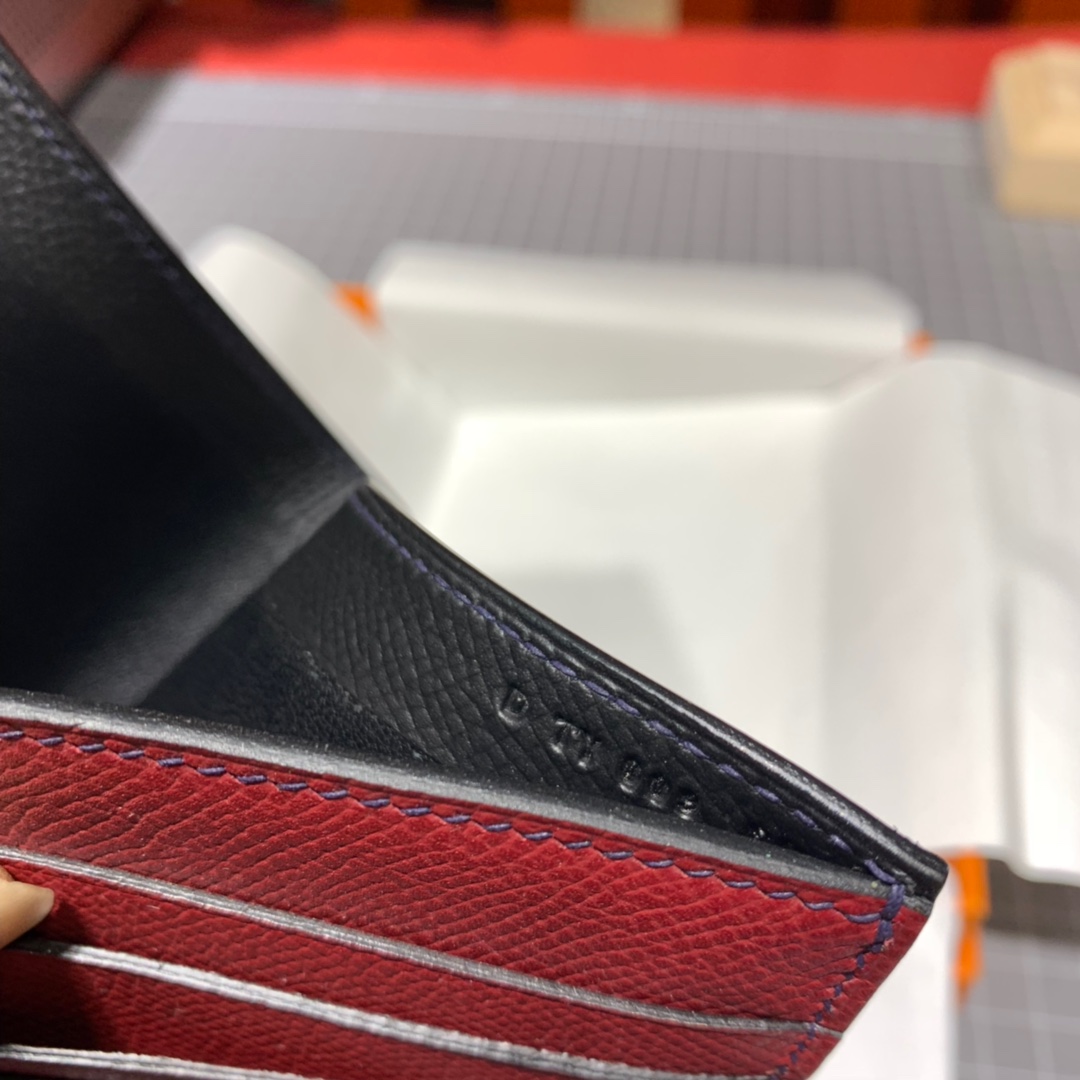Hermes colorblock Wallet 爱马仕拼色掌纹牛皮男款钱夹短款对折钱包