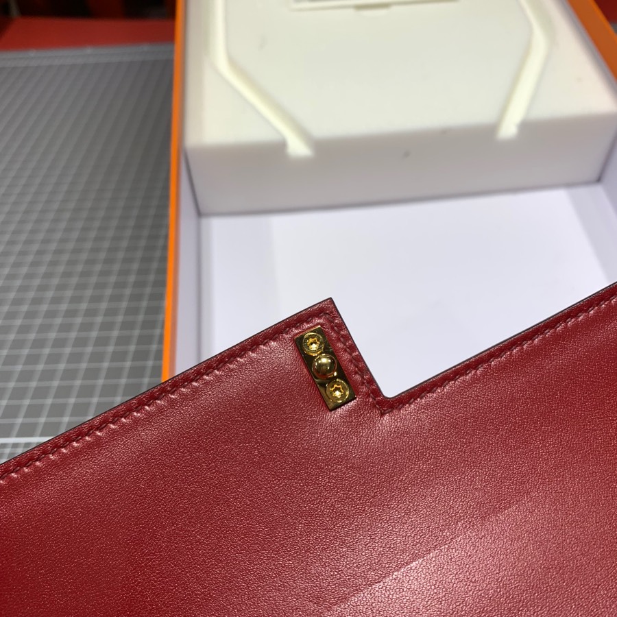 现货 Hermes Verrou17CM 爱马仕Q5国旗红顶级山羊皮手枪包 最新金扣