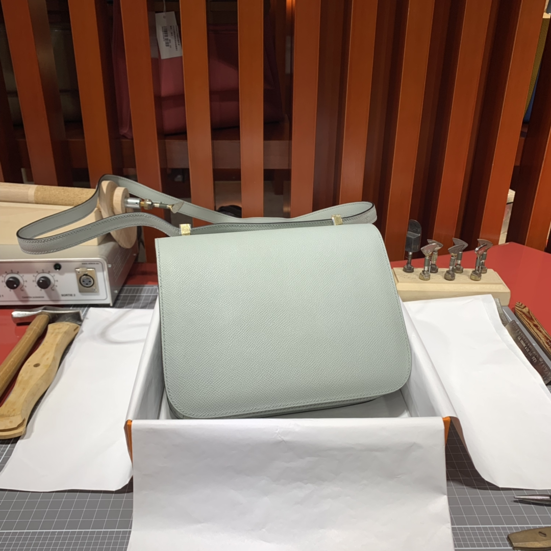 现货 Hermes Constance24CM 爱马仕Epsom皮康斯坦包 海鸥灰 金扣
