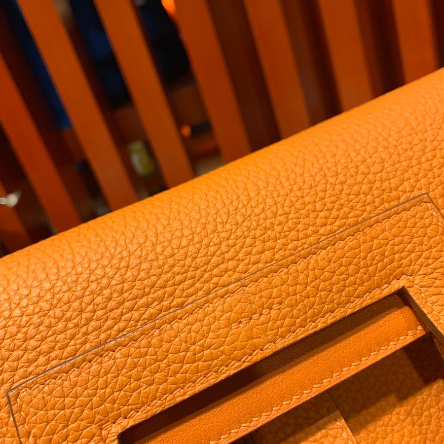 现货 爱马仕马蹄包 Hermes Halzan31CM 橙色进口Tc皮手提单肩包