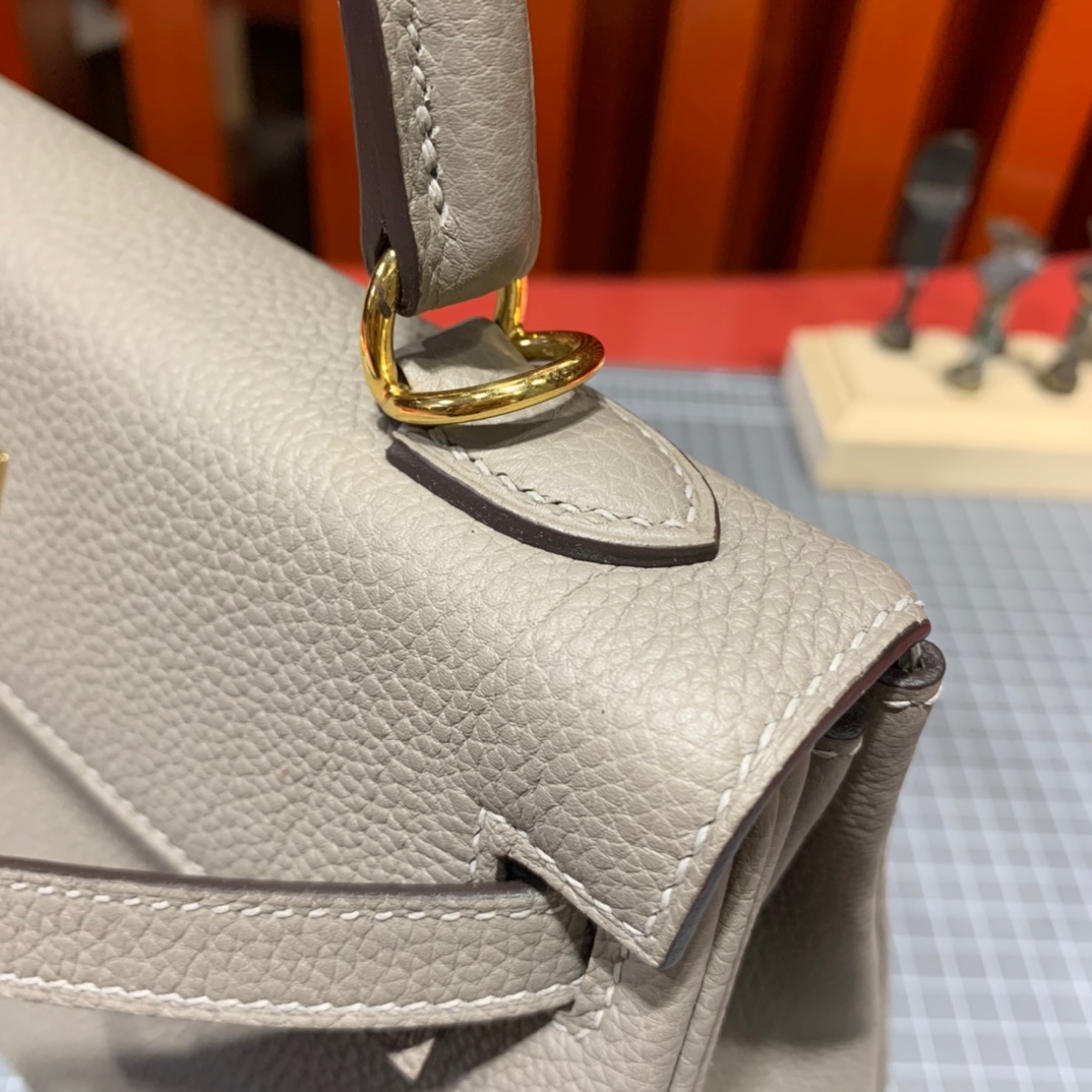 Hermes Kelly25cm 爱马仕M8沥青灰Togo小牛皮凯莉包 金扣