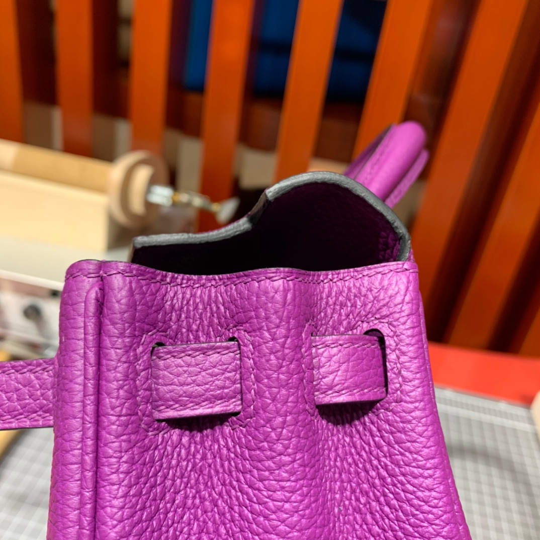 现货 Hermes Kelly25cm 爱马仕P9海葵紫Togo皮凯莉包 金/银扣