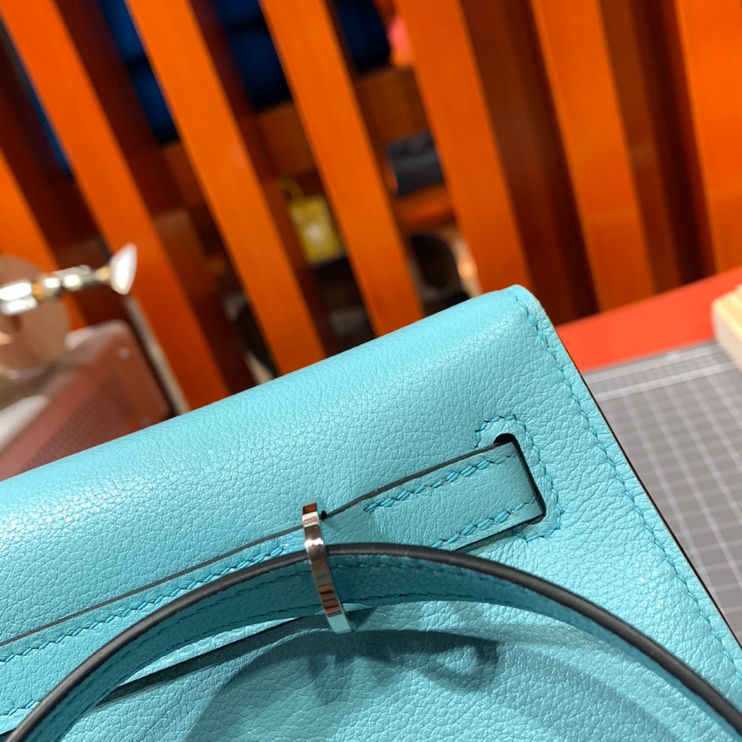 Hermes Kelly Danse 爱马仕3P马卡龙蓝Evercolor皮新款小肩包女包