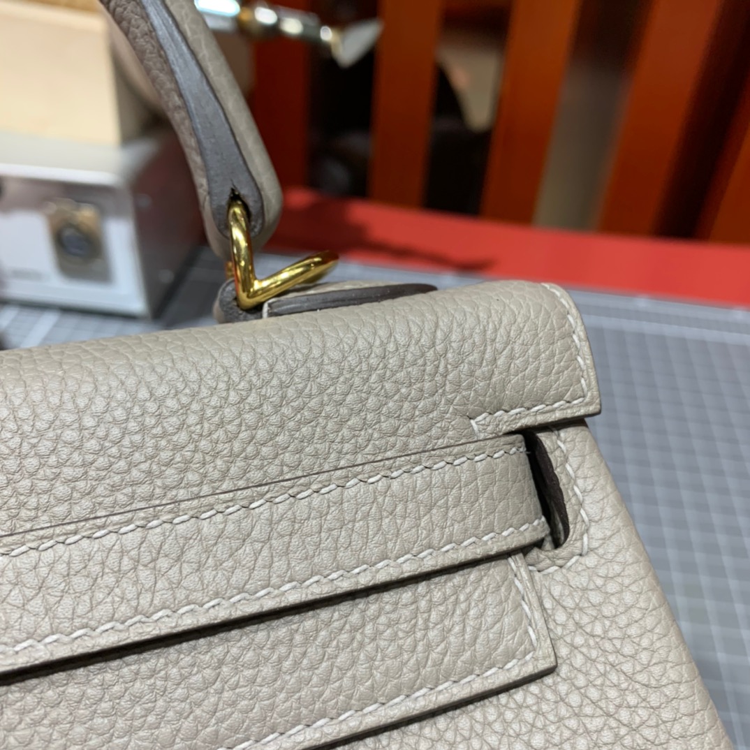 Hermes Kelly25cm 爱马仕M8沥青灰Togo小牛皮凯莉包 金扣
