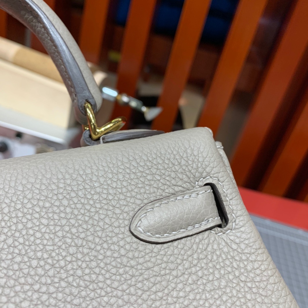Hermes Kelly25cm 爱马仕M8沥青灰Togo小牛皮凯莉包 金扣