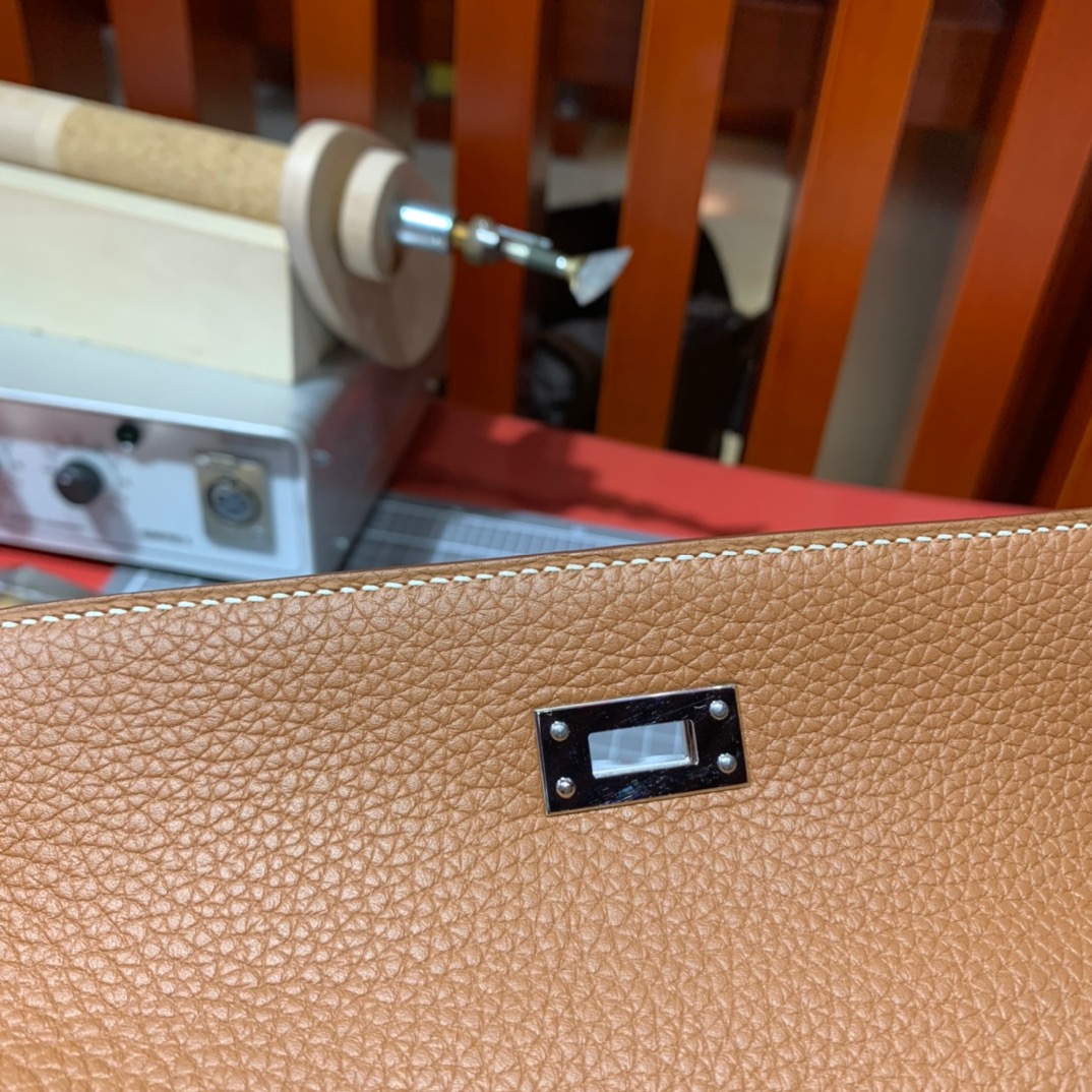 Hermes Kelly25CM 爱马仕18大象灰Togo小牛皮凯莉包 金/银扣
