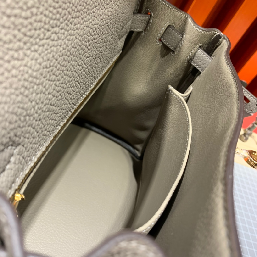 Hermes Kelly25cm 爱马仕M8沥青灰Togo小牛皮凯莉包 金扣