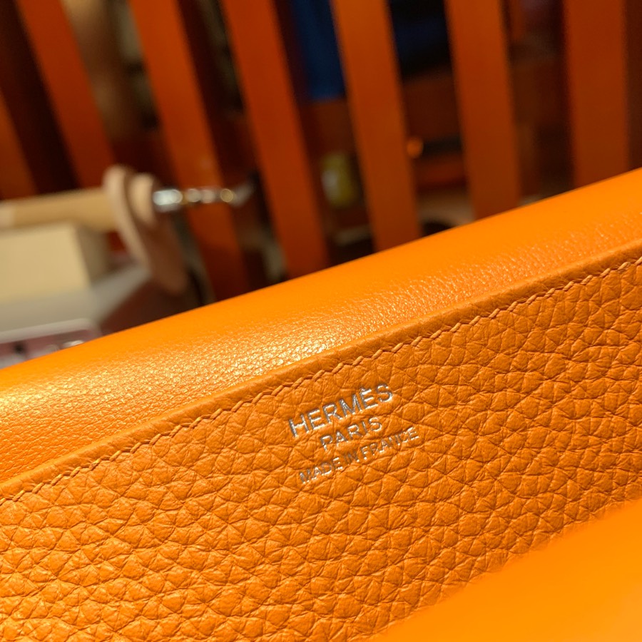 现货 爱马仕马蹄包 Hermes Halzan31CM 橙色进口Tc皮手提单肩包