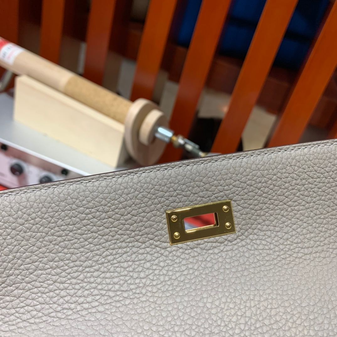 Hermes Kelly25cm 爱马仕M8沥青灰Togo小牛皮凯莉包 金扣