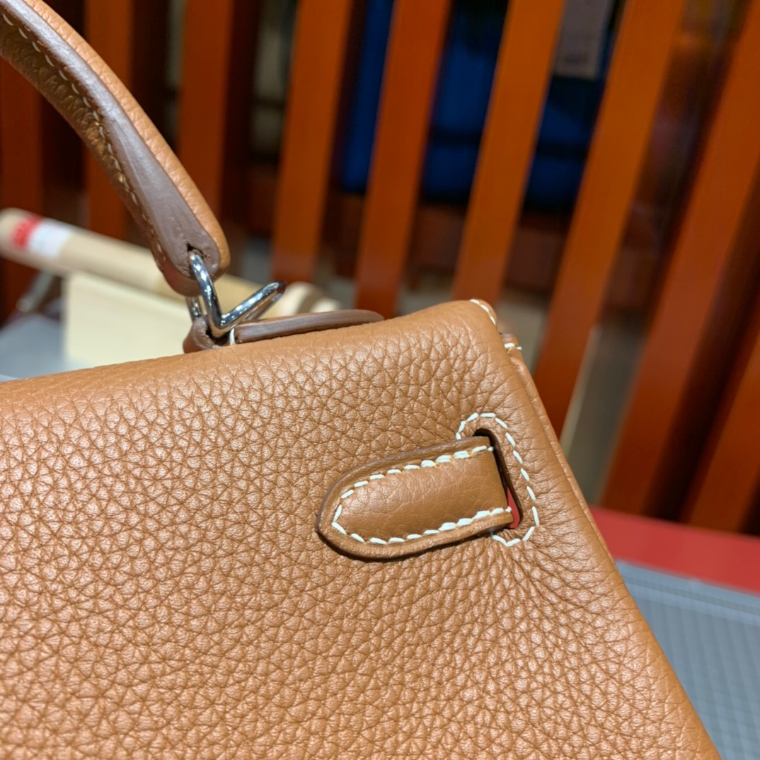 Hermes Kelly25CM 爱马仕18大象灰Togo小牛皮凯莉包 金/银扣
