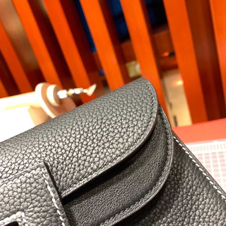 现货 爱马仕马蹄包价格 Hermes Halzan31CM 黑色进口Tc皮手提包
