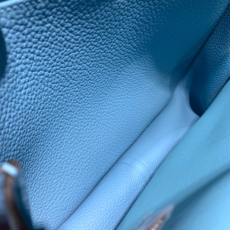 现货 Hermes Halzan31CM 爱马仕北方蓝进口Tc皮马蹄包手提单肩包