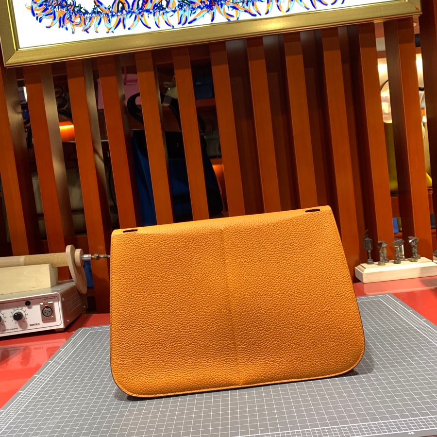 现货 爱马仕马蹄包 Hermes Halzan31CM 橙色进口Tc皮手提单肩包