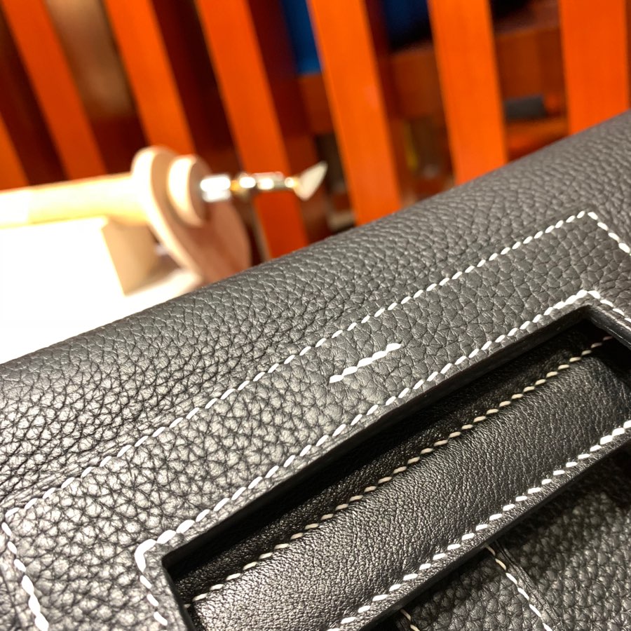 现货 爱马仕马蹄包价格 Hermes Halzan31CM 黑色进口Tc皮手提包