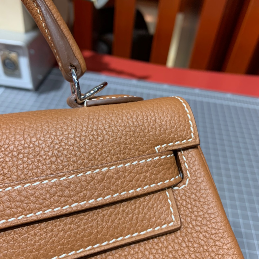 Hermes Kelly25CM 爱马仕18大象灰Togo小牛皮凯莉包 金/银扣