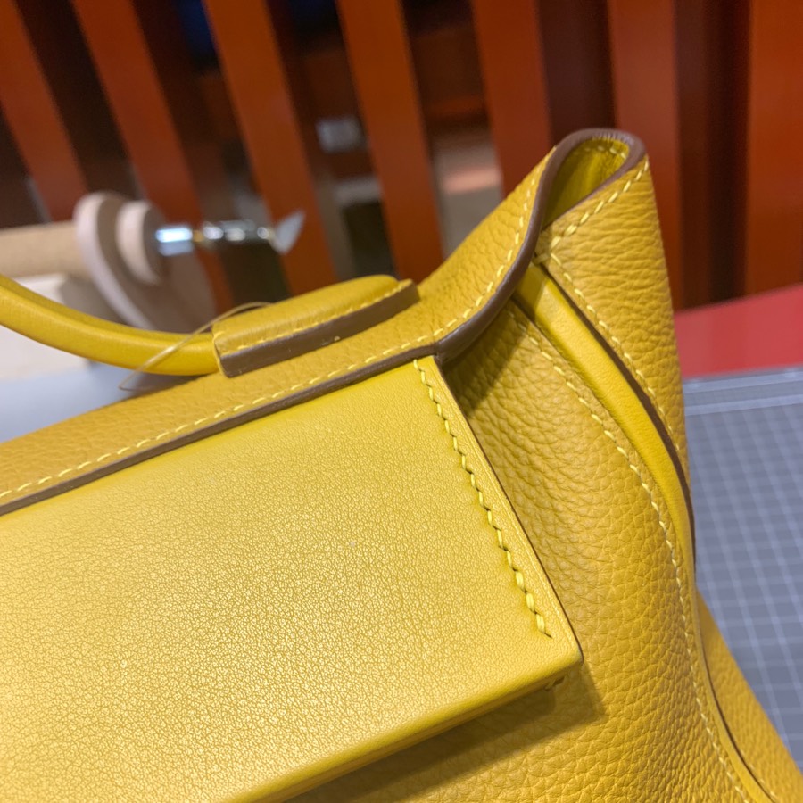 现货 爱马仕新款凯莉包 Hermes 24-24Kelly29cm 琥珀黄Togo皮 银扣