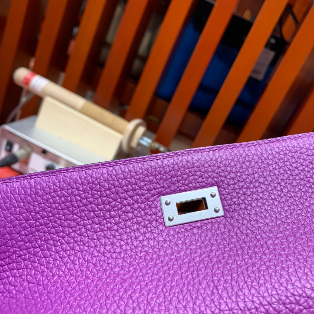 现货 Hermes Kelly25cm 爱马仕P9海葵紫Togo皮凯莉包 金/银扣