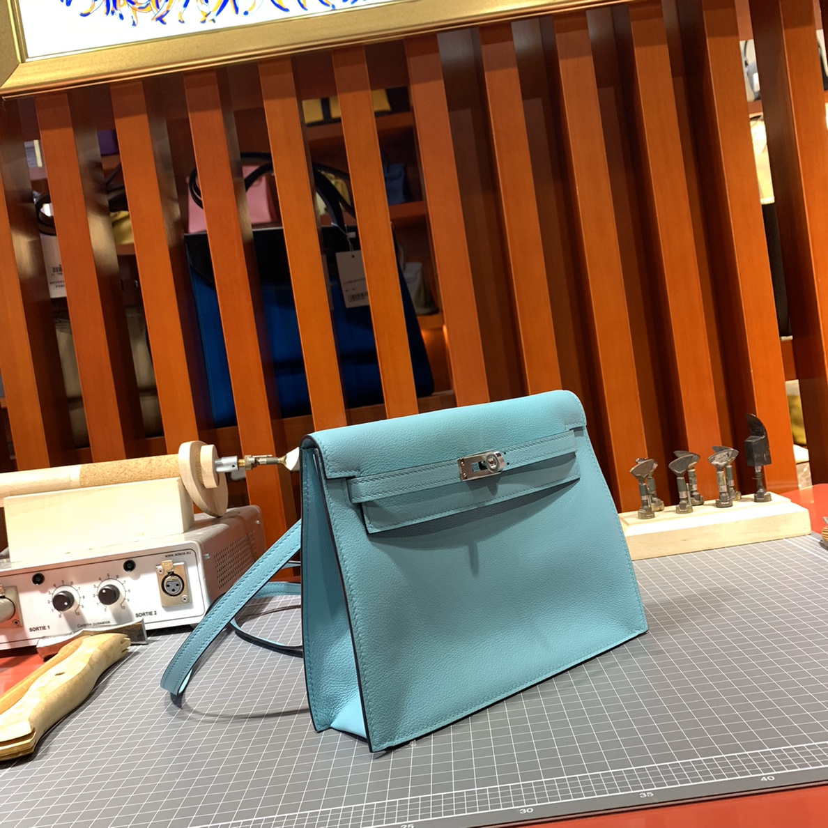 Hermes Kelly Danse 爱马仕3P马卡龙蓝Evercolor皮新款小肩包女包