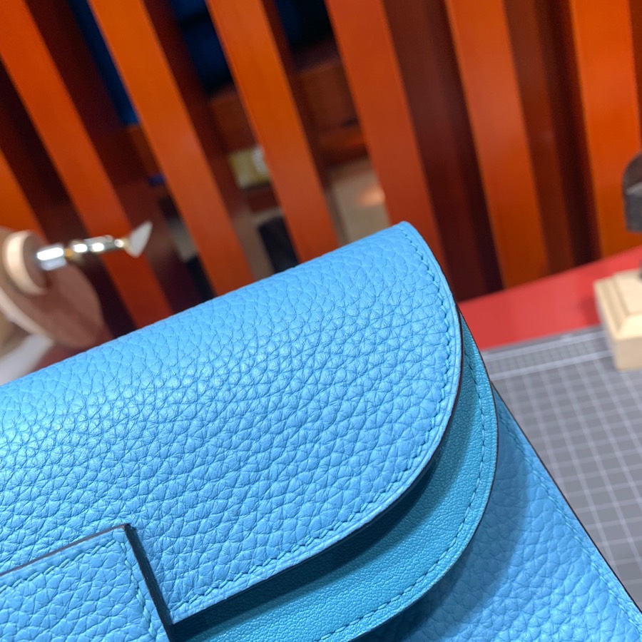 现货 Hermes Halzan31CM 爱马仕北方蓝进口Tc皮马蹄包手提单肩包