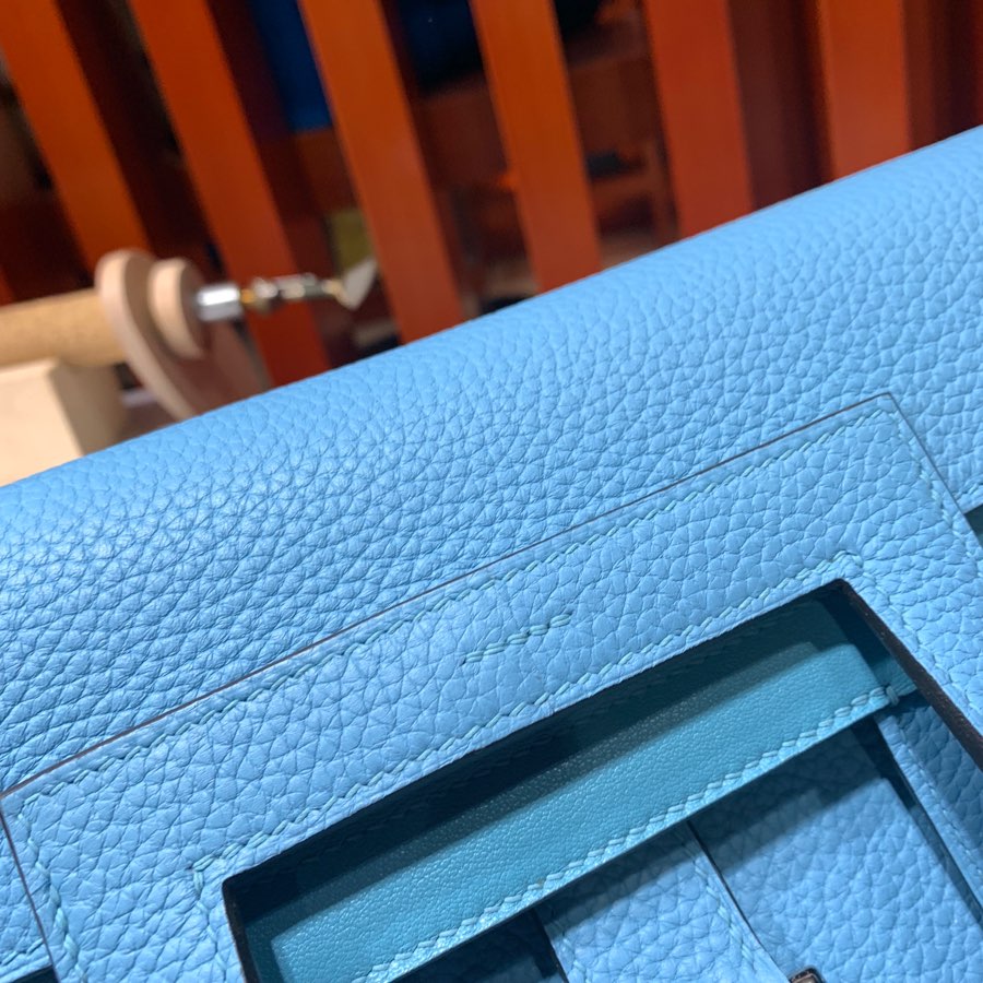 现货 Hermes Halzan31CM 爱马仕北方蓝进口Tc皮马蹄包手提单肩包