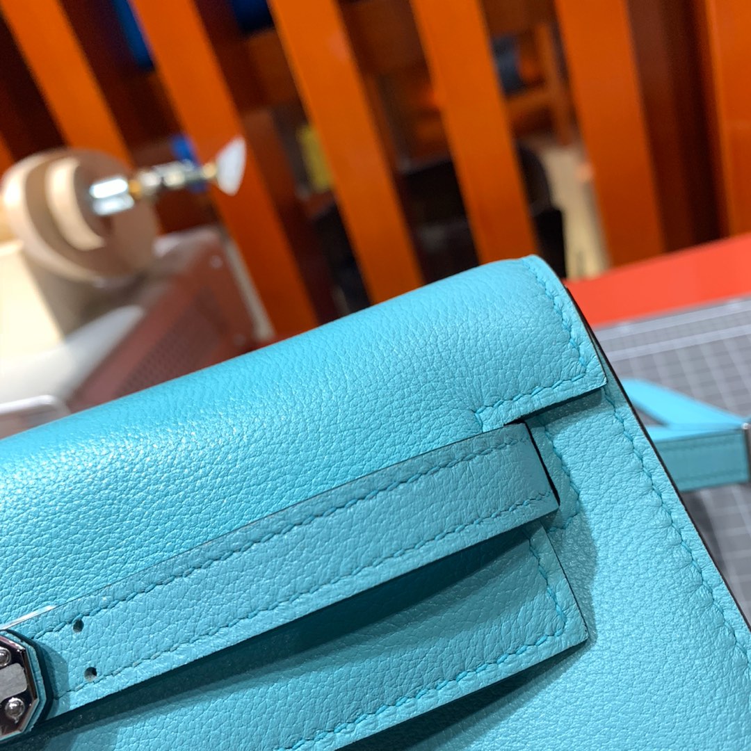 Hermes Kelly Danse 爱马仕3P马卡龙蓝Evercolor皮新款小肩包女包