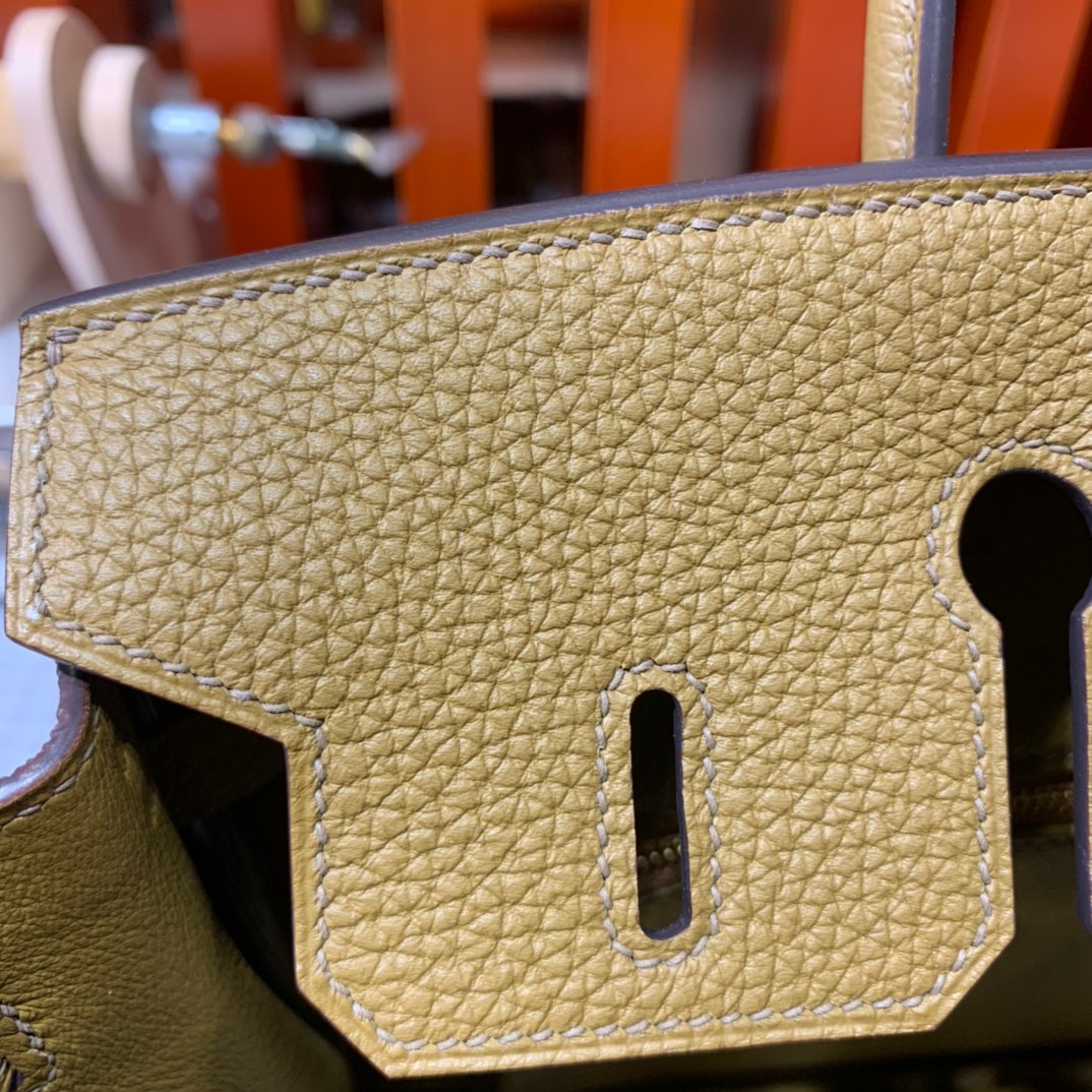 现货 Hermes Birkin25cm 爱马仕D0威玛犬米色Togo小牛皮铂金包 金扣/银扣
