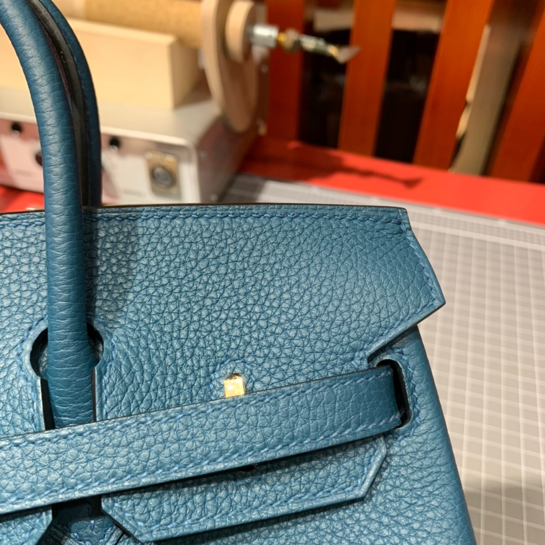 现货 爱马仕Birkin包包 Hermes Birkin25cm W0特斯普鲁斯绿Togo皮 金/银扣