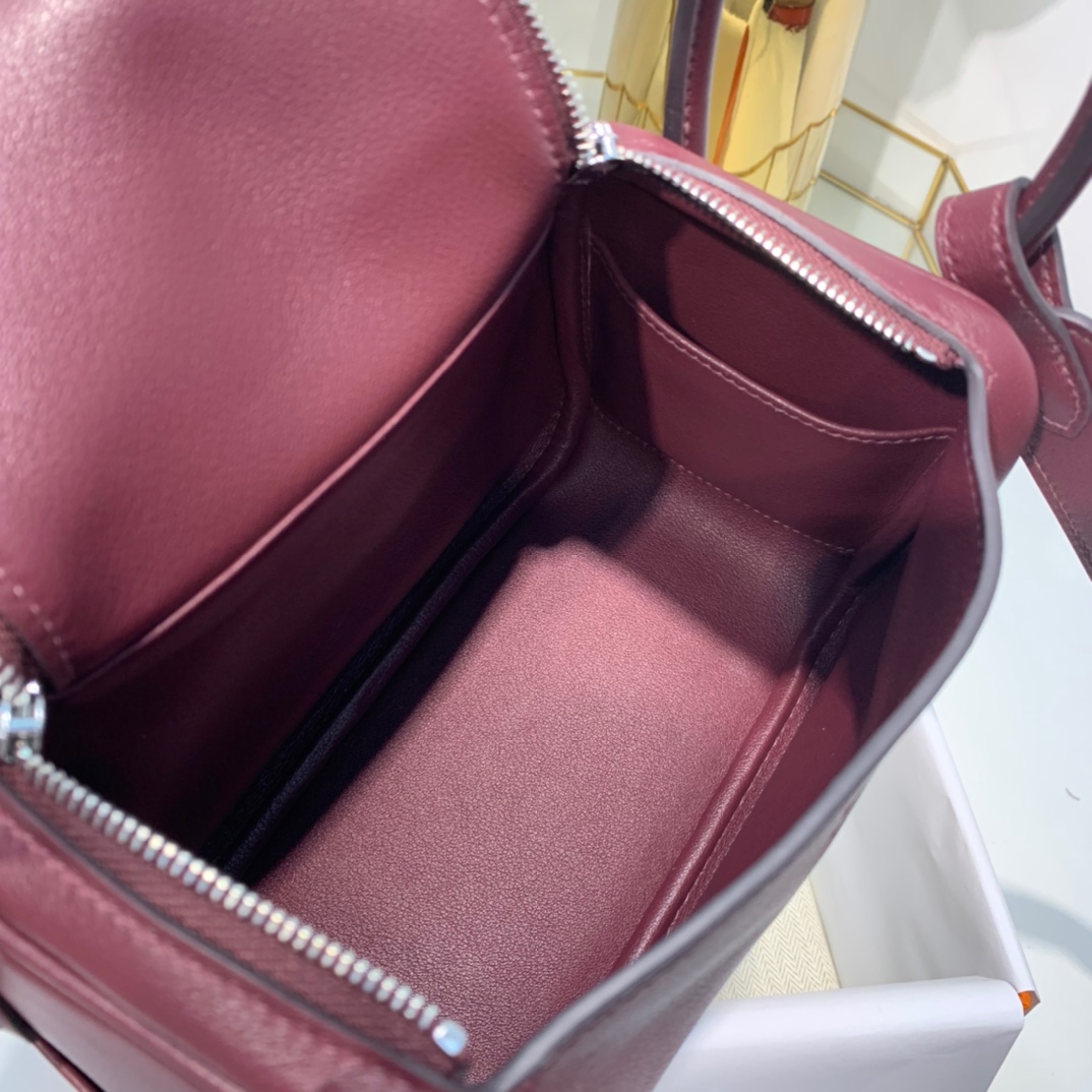 现货 爱马仕迷你琳迪包 Hermes Mini Lindy19cm 波尔多酒红 银扣