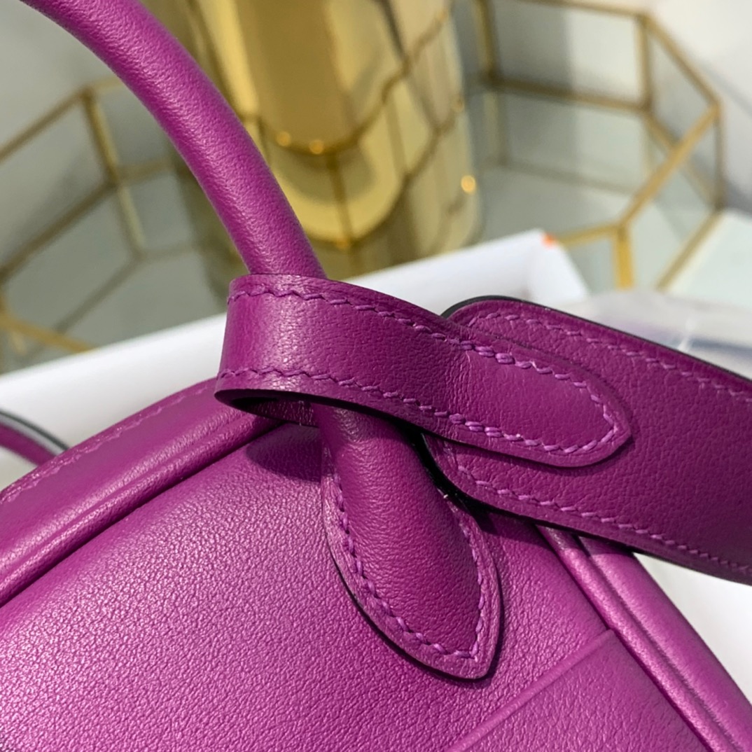 现货 爱马仕迷你琳迪包 Hermes Mini Lindy19cm 海葵紫Swift皮 银扣