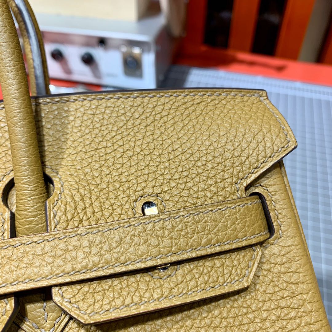 现货 Hermes Birkin25cm 爱马仕D0威玛犬米色Togo小牛皮铂金包 金扣/银扣