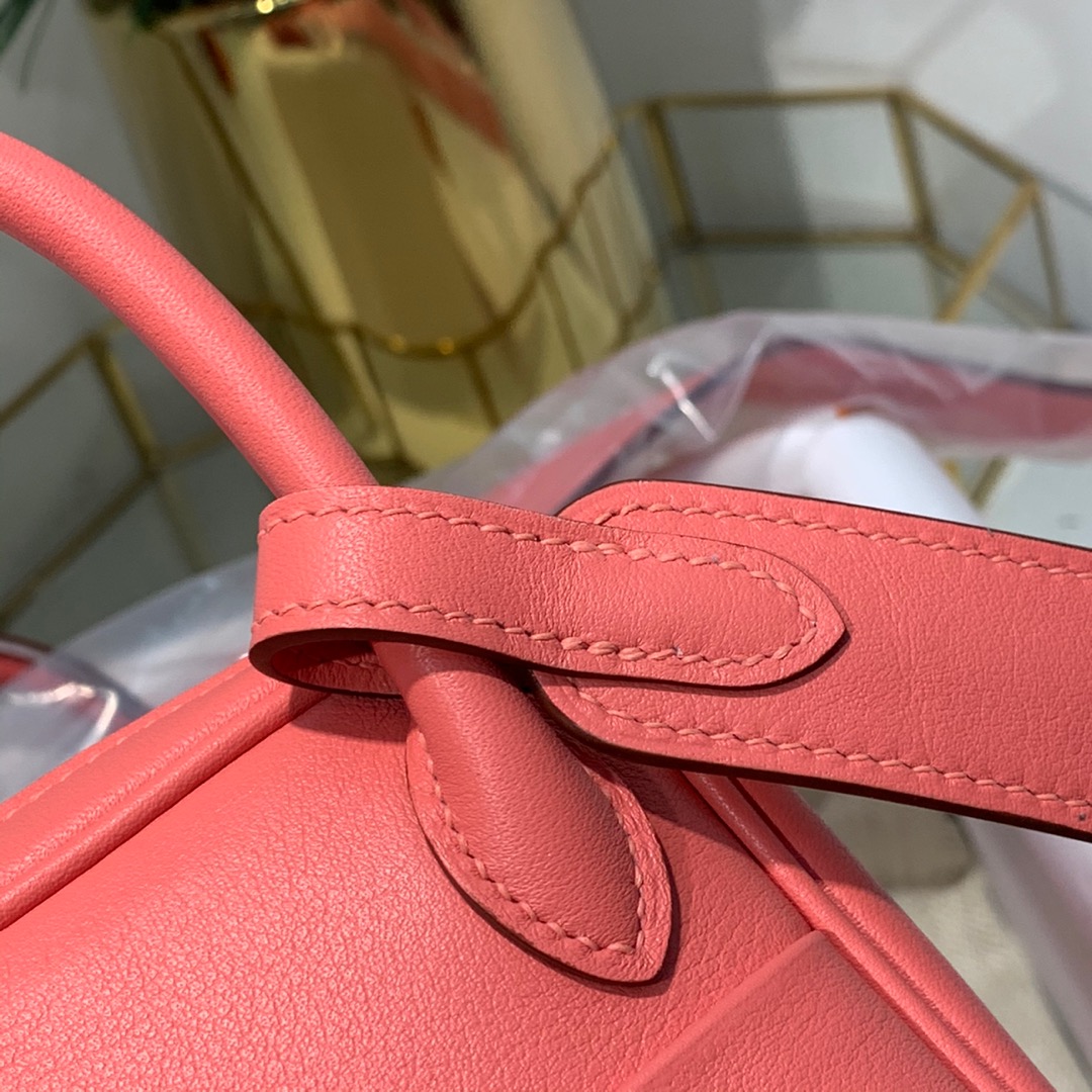 现货 爱马仕迷你琳迪包 Hermes Mini Lindy19cm 玫瑰粉Swift牛皮 银扣