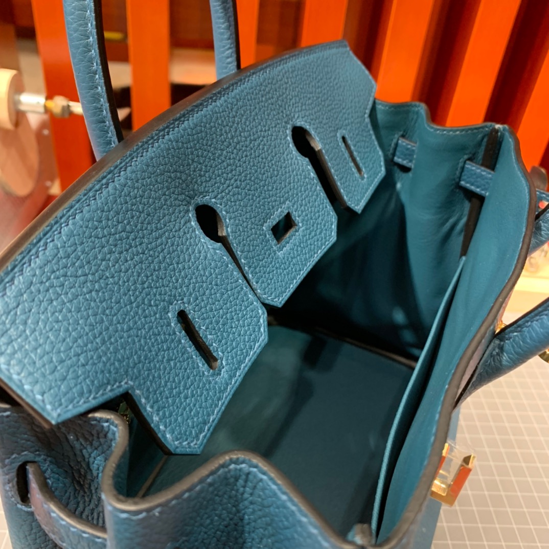 现货 爱马仕Birkin包包 Hermes Birkin25cm W0特斯普鲁斯绿Togo皮 金/银扣