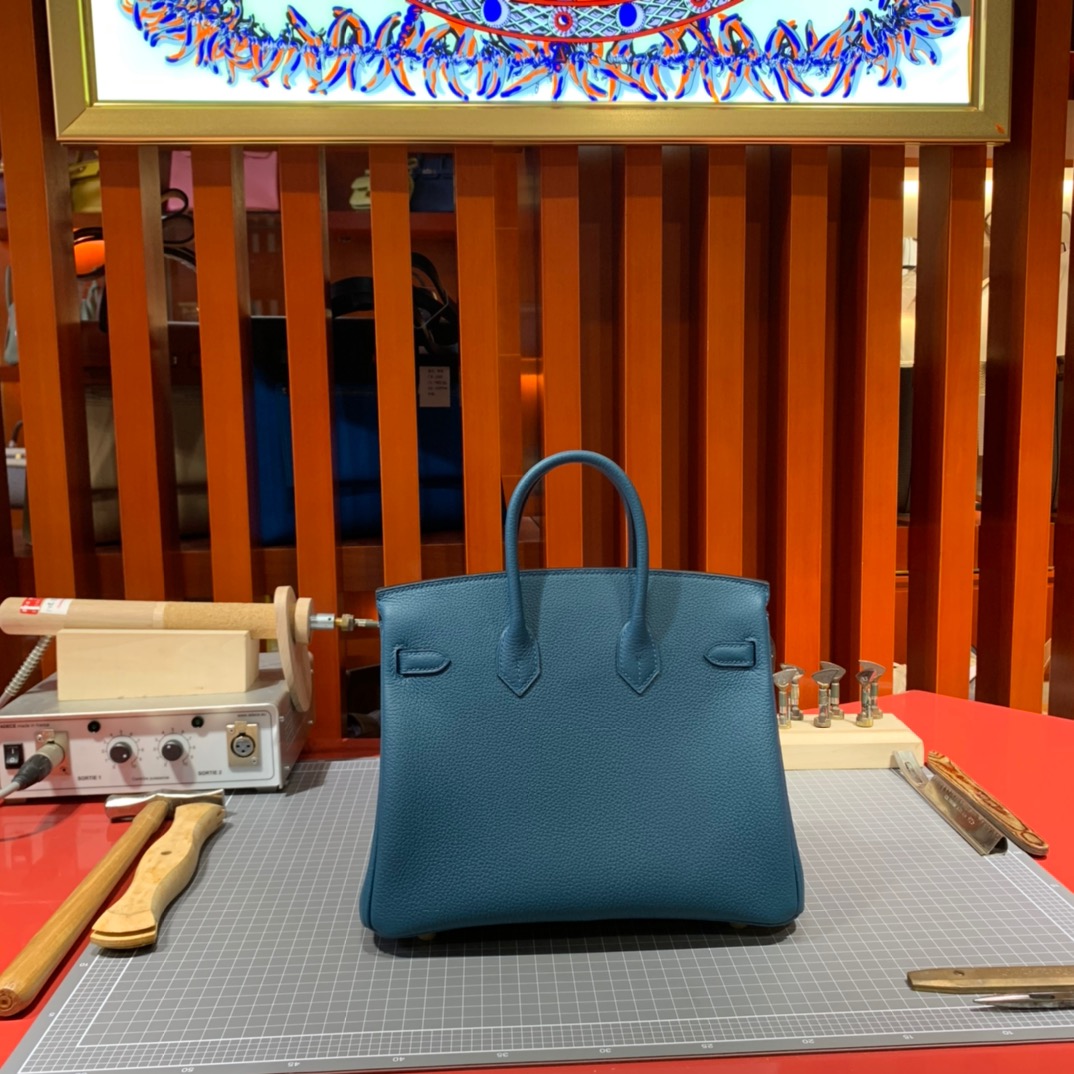 现货 爱马仕Birkin包包 Hermes Birkin25cm W0特斯普鲁斯绿Togo皮 金/银扣