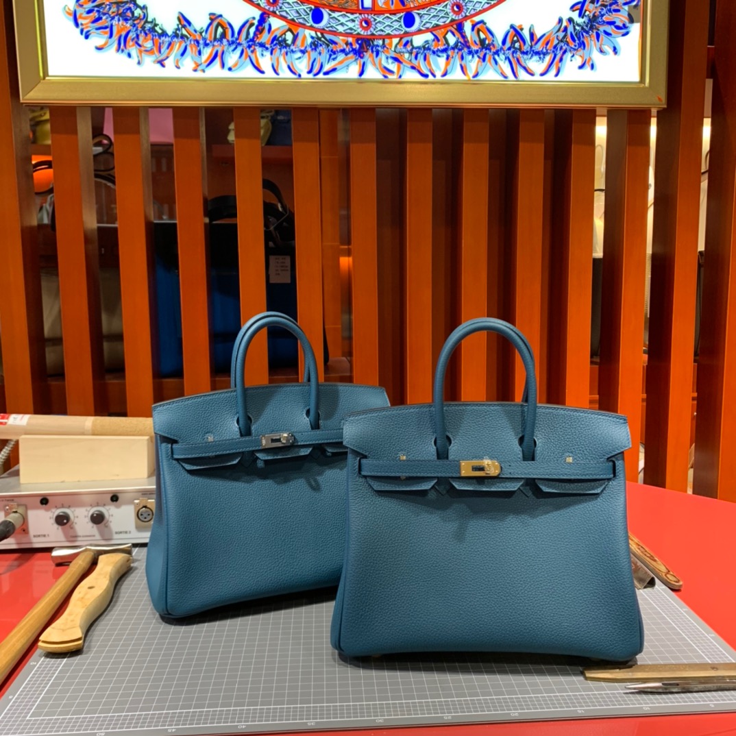 现货 爱马仕Birkin包包 Hermes Birkin25cm W0特斯普鲁斯绿Togo皮 金/银扣