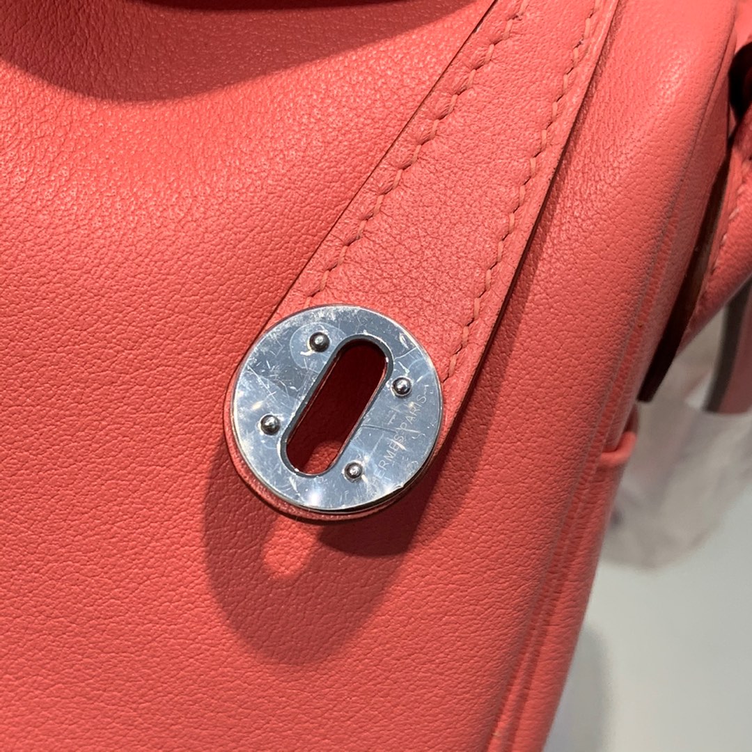 现货 爱马仕迷你琳迪包 Hermes Mini Lindy19cm 玫瑰粉Swift牛皮 银扣