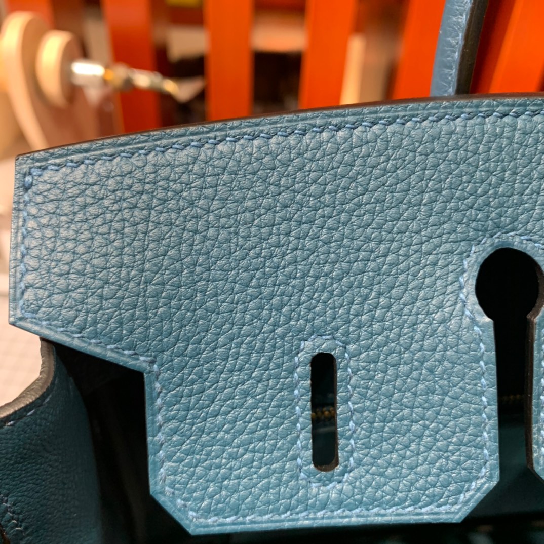 现货 爱马仕Birkin包包 Hermes Birkin25cm W0特斯普鲁斯绿Togo皮 金/银扣