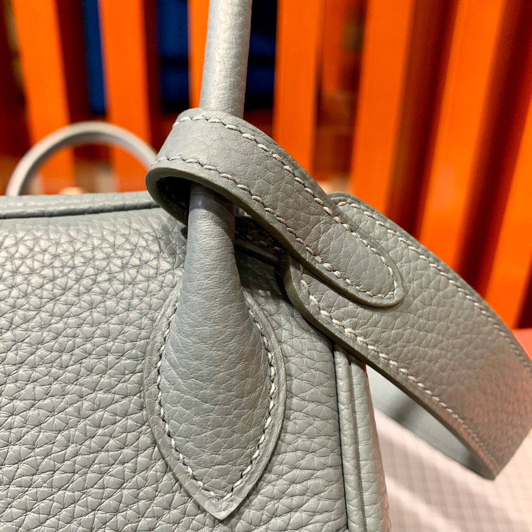 现货 爱马仕琳迪包 Hermes Lindy26cm 63杏绿色TC牛皮 银扣